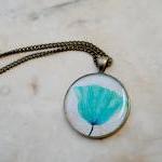 Turquoise Dandelion Necklace, Dandelion Pendant,..