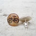 Retro Bicycle Ear Studs Posts Beige Earrings ,..