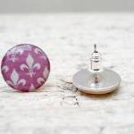 Purple White Earrings Studs Posts, Awesome Cute..