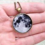 Full Moon Necklace Space Pendant, Glass Photo..