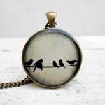 Love Birds Necklace Ivory Birds On Wire Necklace,..