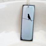 Bird Necklace Pendant In Sky Blue And Black,..