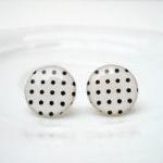 Polka Dots Ear Stud Earrings, Black And White,..