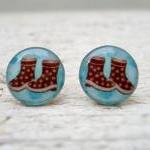 Brown Boots Earrings studs posts,Bl..