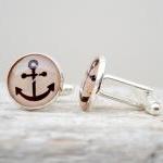Nautical Silver Cuff Links, Anchor Cufflinks In..