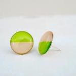 Neon Green And Peach Earring Studs, Spring Summer..