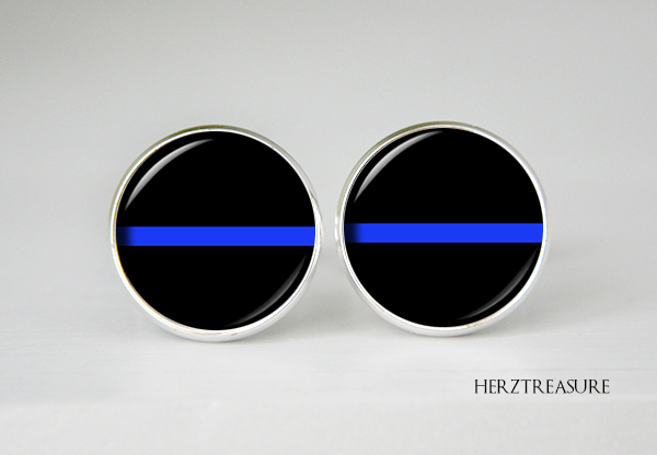 Thin Blue Line Cufflinks, Police Cuff Links, Personalized Gift for Him, Law Enforcement, Police Officer gift, Gift for Dad