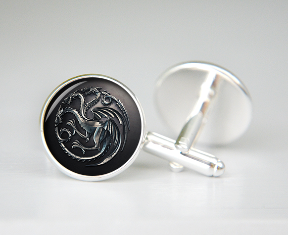 House Targaryen Game Of Thrones Personalized Custom Cufflinks, Cool Gifts For Men, Wedding Silver Cuff Link, Groom Cufflinks