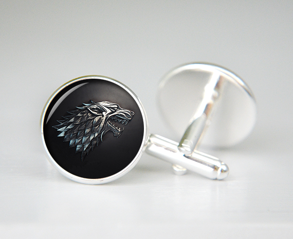 House Stark Game Of Thrones Personalized Custom Cufflinks, Cool Gifts For Men, Wedding Silver Cuff Link, Groom Cufflinks