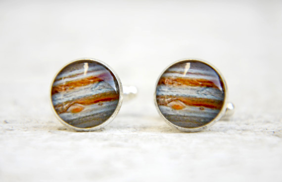 Jupiter Cufflinks, Space Cuff Links, Beautiful Colors, Groomsmen Gift