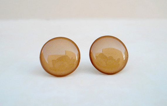Chocolate Brown Earring Studs, Stud Earrings Copper, Small Earrings Handmade By Jugosa
