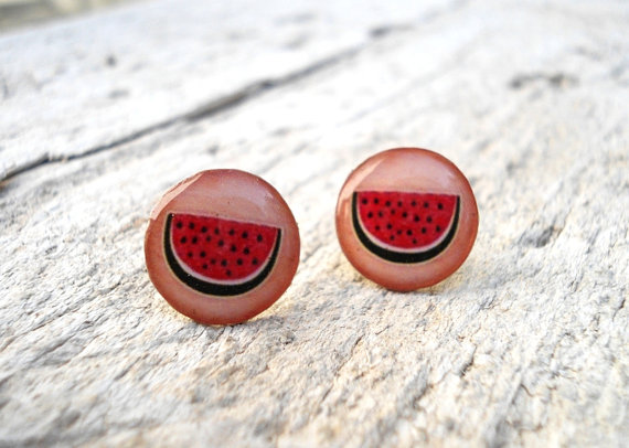 Watermelon earrings studs, Small ear posts, Gift For Her Under USD 15 20 