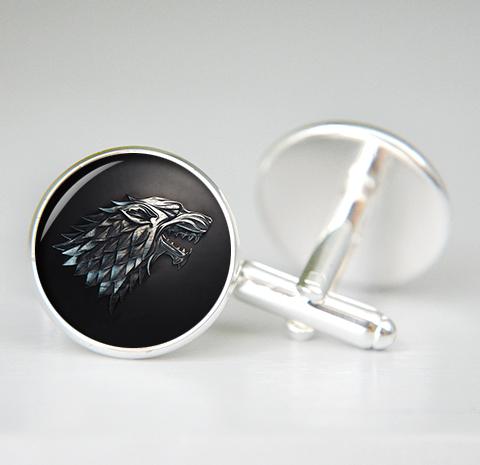 House Stark game of thrones personalized custom cufflinks, cool gifts for men, wedding silver cuff link, groom cufflinks